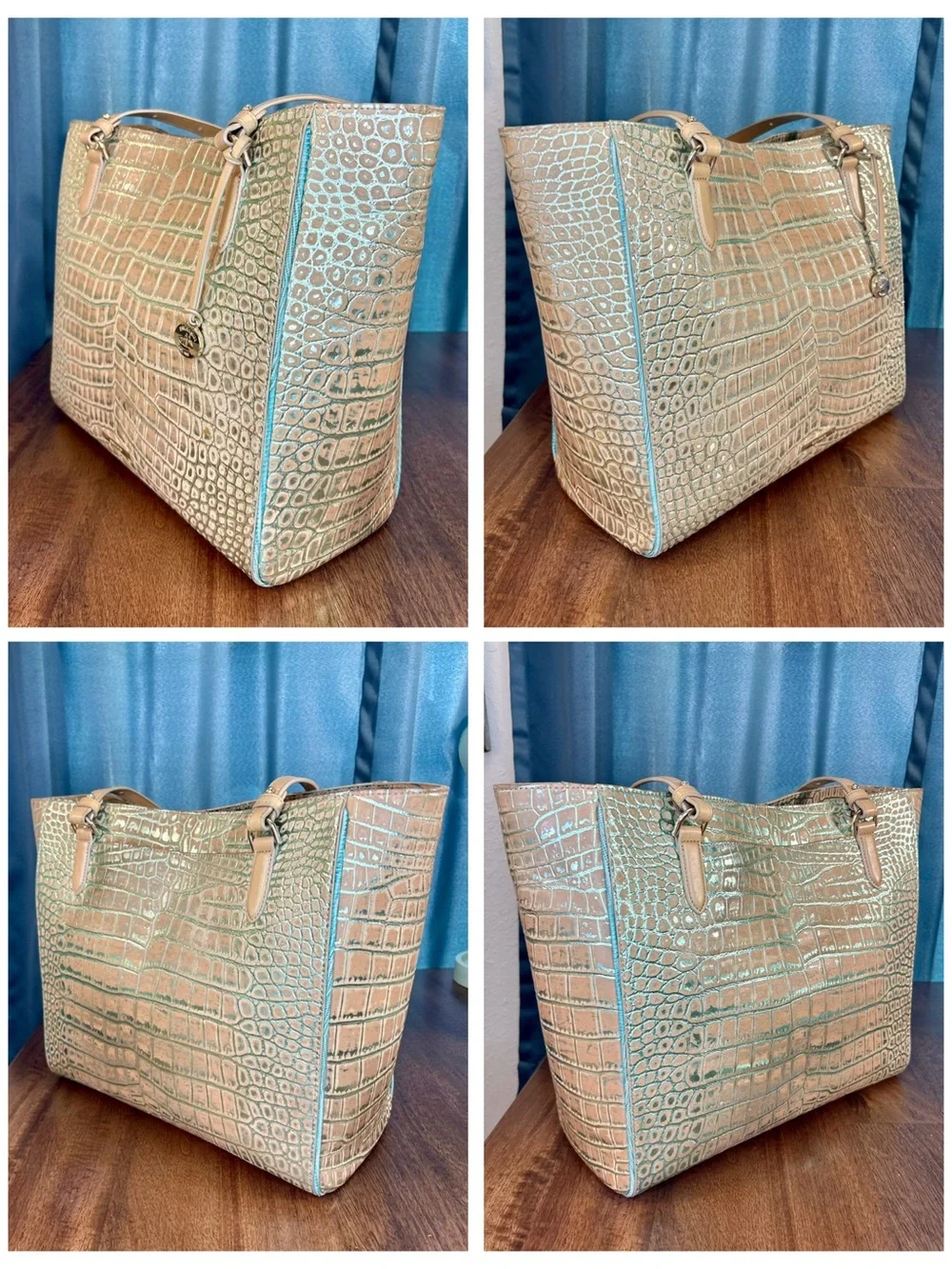 Brahmin EUC April & Veronica - Mineral Blue Freemont - Soft Nubuck - Metallic